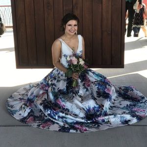 Clarisse floral A line prom dress